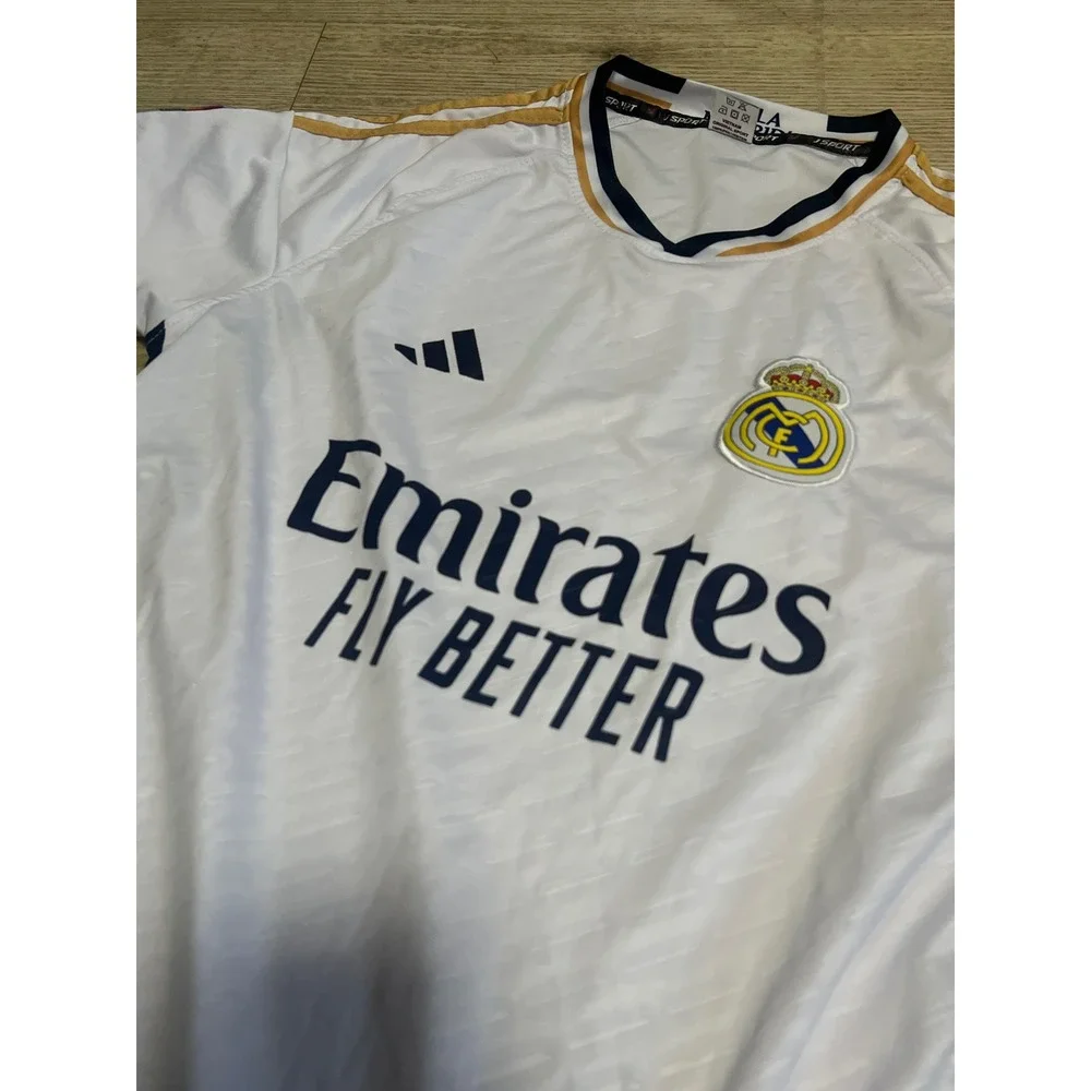 Real Madrid 2023-24 Home‎ Jersey White Gold Mens XL Soccer Shirt Jsport